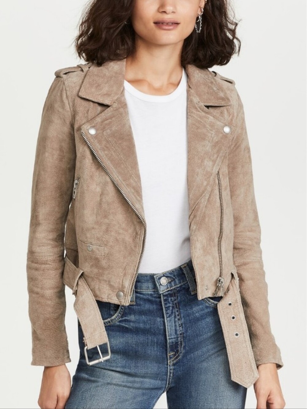 NWT 100% Suede Cropped Moto Jacket - Taupe - Picture 2 of 7